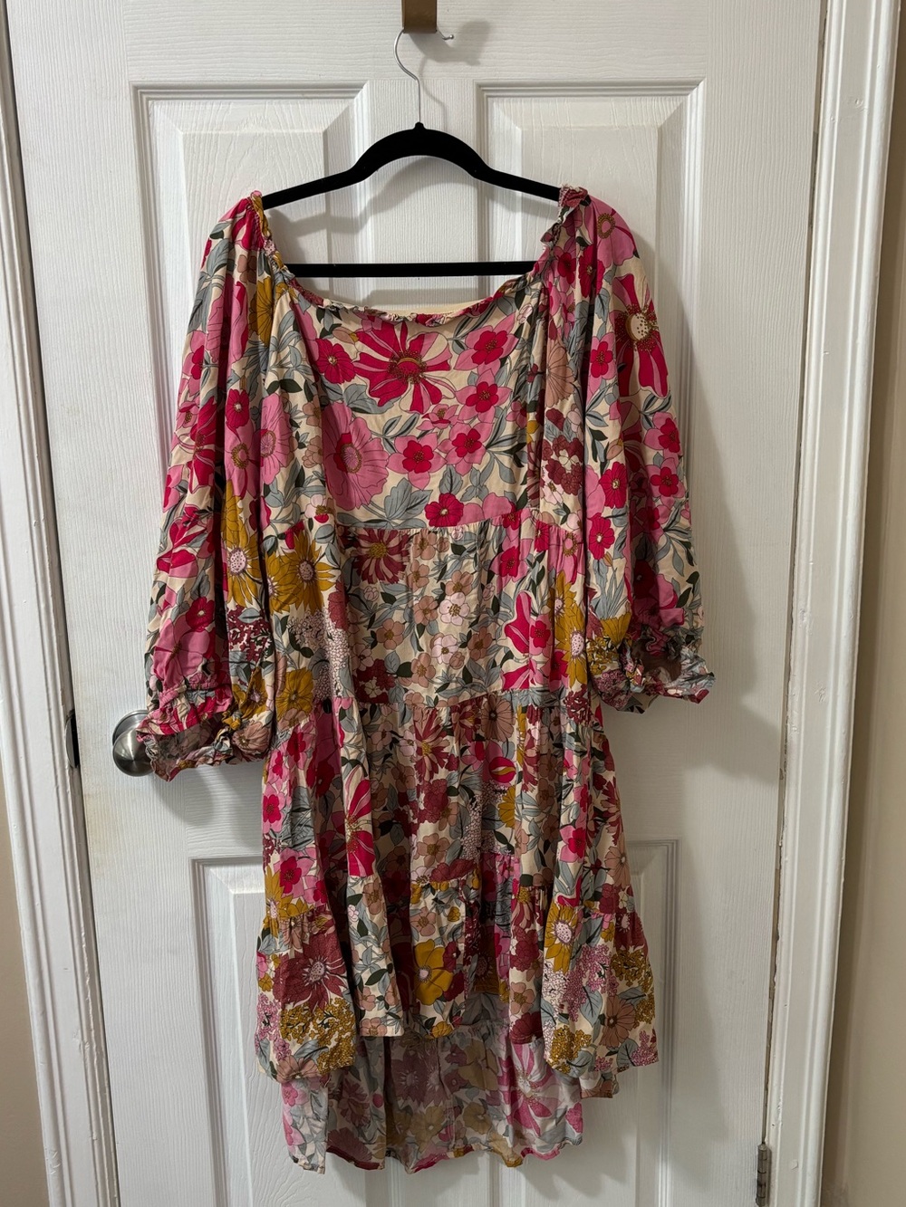 Floral Pink Tiered Women's Dress